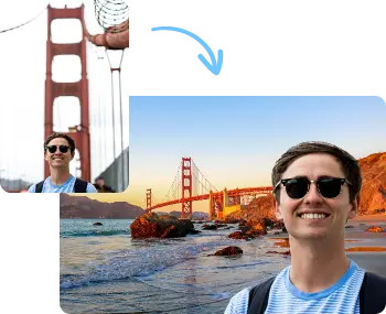 Une personne devant le pont du Golden Gate